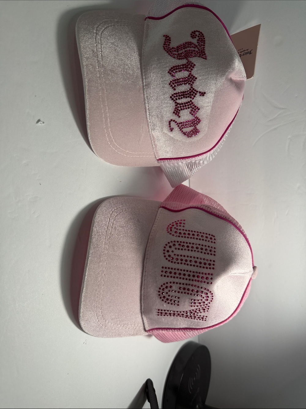 Juicy Couture Girls Light Pink Rhinestone Logo Trucker Cap - Picture 8 of 9